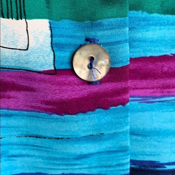 VINTAGE Blue Southwest Short Sleeve Button down Size S - Picture 3 of 7